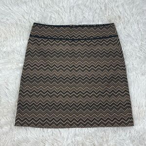 Ann Taylor Loft Black Tan Chevron Skirt- NWT Sz 2